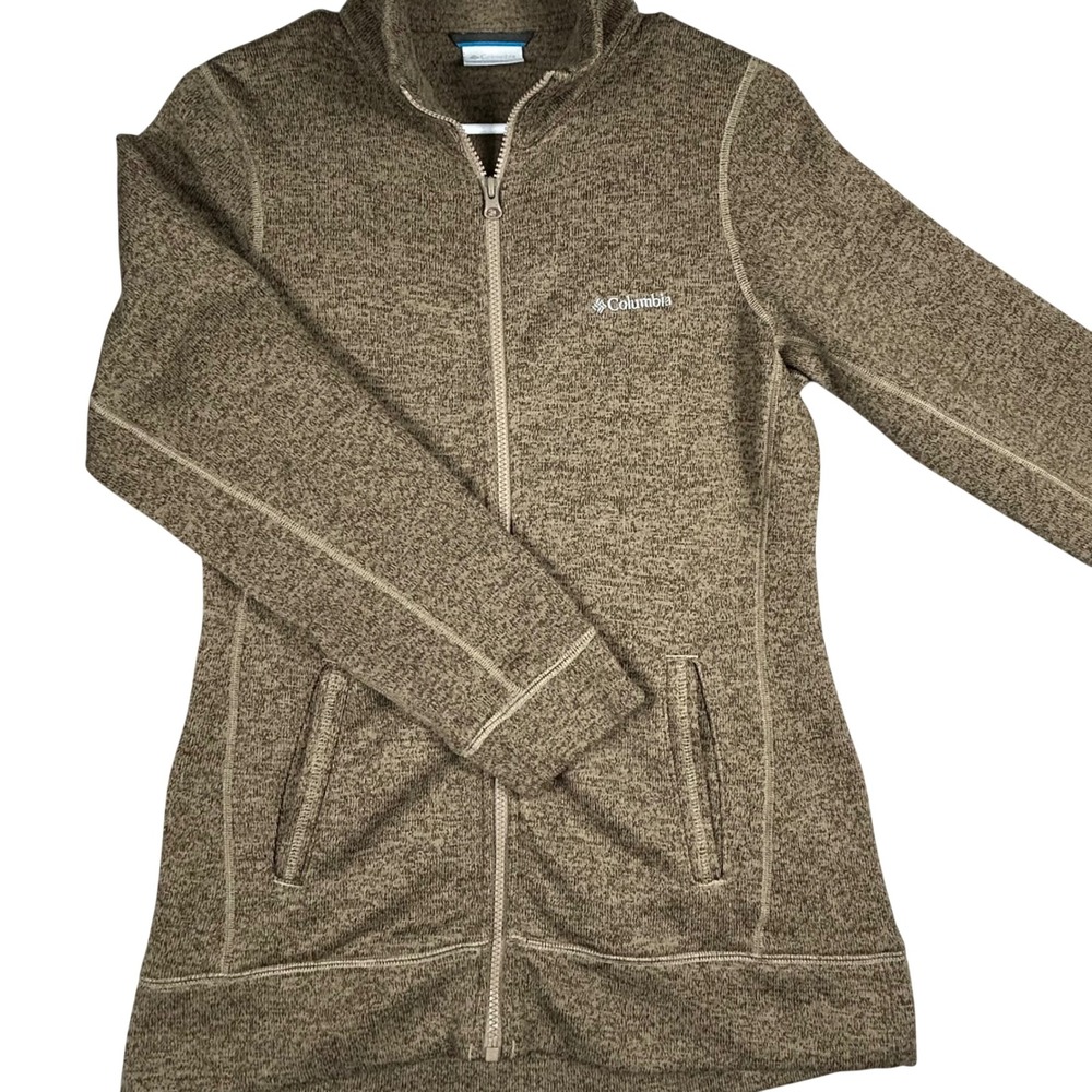 Columbia Women's Textured Knit Full Zip Jacket Taupe Heather Size M Hike